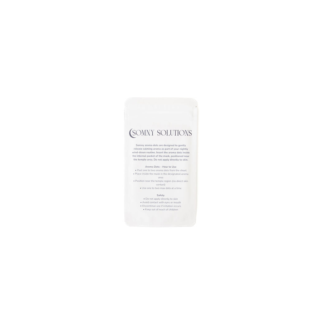 Somny Aroma Dots packaging back - 30 night scent therapy sleep support Australia